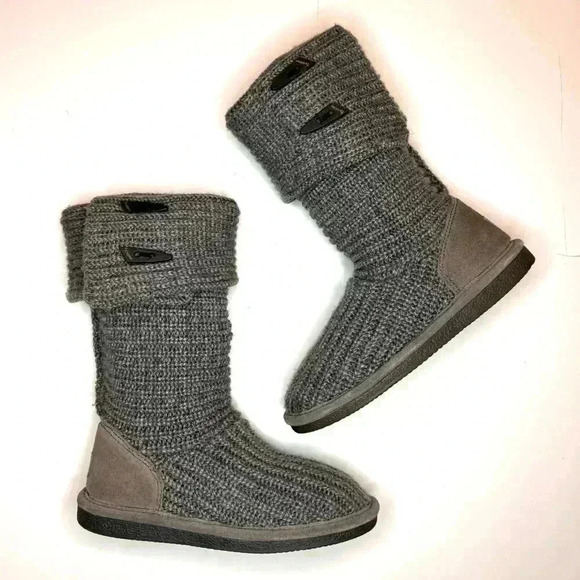 BEARPAW Women's Gray Knit Tall Winter Boot US Size 7 - Picture 1 of 9